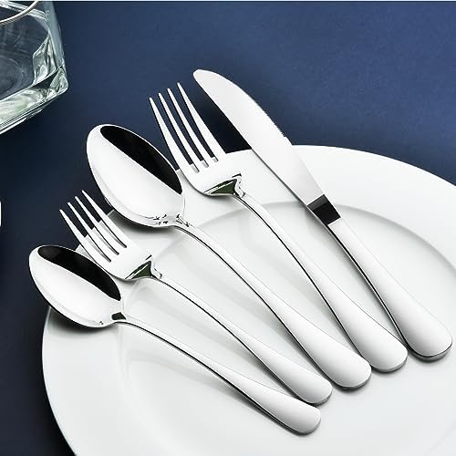 Silverware Set for 12,60 Piece Stainless Steel Flatware Utensil Cutlery Set | Heavy Duty Steak Knife Fork and Spoon, Dishwasher Safe, Gift Package for Wedding Housewarming|B0C8M4QP43