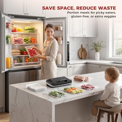 Vacuum Sealer Machine, 230W 95KPa Food Sealer Built-in Cutter & Bag Storage | Upgraded 10-in-1, Double Heat Seal for Dry & Moist Food, Easy-Lock Handle, Vacuum Hose, Includes 1 Roll + 10 Pre-cut Bags|B0H1CR8WDQ