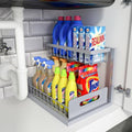 Under Sink Organizer, L-Shaped 2 Tier Pull Out Cabinet Organizer | Slide Out Under Cabinet Storage, For Kitchen and Bathroom, Metal Under Sink Storage with Sliding Drawer, 50 lbs, White 2 Pack|B0CFQFMC4F