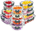 VERONES 12 Packs Glass Food Storage Containers Set with Lids, Grey | Airtight Glass Lunch Containers, Glass Meal Prep Containers with Lids, for Microwave, Oven, Freezer & Dishwasher Friendly|B0BZS66X6R