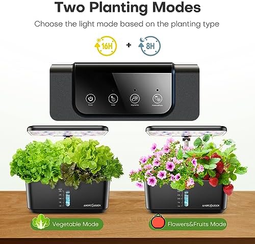 Indoor Garden Hydroponics Growing System: 10 Pods Kit with LED | Plant Germination Kit Herb Vegetable Growth Lamp Countertop, Hydroponic Planter Grower Harvest Lettuce for Healthy Home Cooks|B0B6BB4TVC