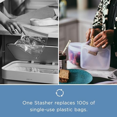 Stasher Premium Reusable Silicone Bag, Stand-Up Mega, Clear, 104 oz | Food-Safe Silicone, Reusable Freezer Bags, Microwave, Dishwasher, Pantry, Meal Prep, Food Storage Bag, Eco-Friendly|B08M3RBD2Y