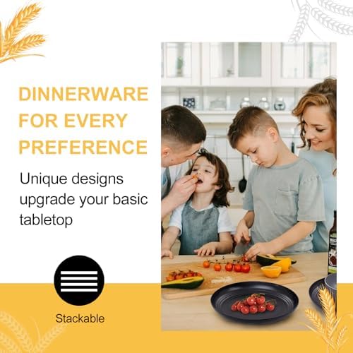 Rubtlamp Wheat Straw Dinnerware Sets, 16PCS Plastic Dinnerware Set for 4, Wheat Straw Plates and Bowls Sets, Unbreakable Dinnerware Plastic Microwave Safe Dishes Set for Kitchen&Camping|B0CJ22C9MB
