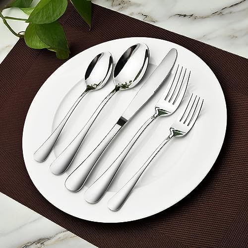 Silverware Set for 12,60 Piece Stainless Steel Flatware Utensil Cutlery Set | Heavy Duty Steak Knife Fork and Spoon, Dishwasher Safe, Gift Package for Wedding Housewarming|B0C8M4QP43