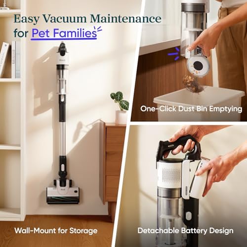 Levoit Cordless Vacuum Cleaner, Anti-Tangle for Pet Hair, Up to 50 Minutes | Powerful Suction, Lightweight, Rechargeable, Versatile for Carpets & Hard Floors, 180° Lay-Flat Design, LVAC-200|B0CB6B2JWG