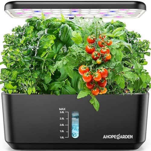 Indoor Garden Hydroponics Growing System: 10 Pods Kit with LED | Plant Germination Kit Herb Vegetable Growth Lamp Countertop, Hydroponic Planter Grower Harvest Lettuce for Healthy Home Cooks|B0B6BB4TVC