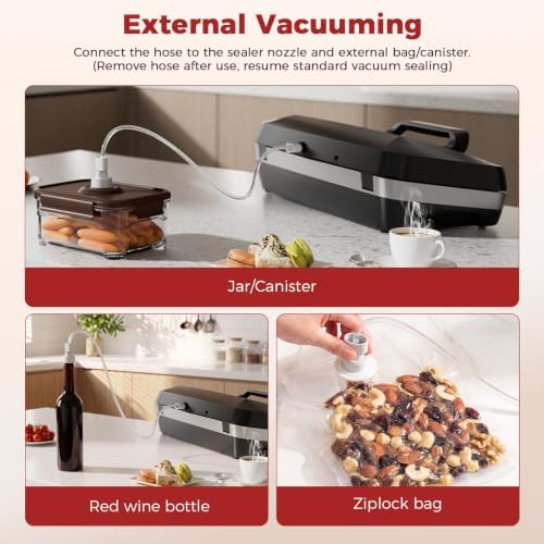 Vacuum Sealer Machine, 230W 95KPa Food Sealer Built-in Cutter & Bag Storage | Upgraded 10-in-1, Double Heat Seal for Dry & Moist Food, Easy-Lock Handle, Vacuum Hose, Includes 1 Roll + 10 Pre-cut Bags|B0H1CR8WDQ