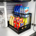 Under Sink Organizer, L-Shaped 2 Tier Pull Out Cabinet Organizer | Slide Out Under Cabinet Storage, For Kitchen and Bathroom, Metal Under Sink Storage with Sliding Drawer, 50 lbs, White 2 Pack|B0CFQFMC4F