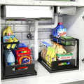 Under Sink Organizer, L-Shaped 2 Tier Pull Out Cabinet Organizer | Slide Out Under Cabinet Storage, For Kitchen and Bathroom, Metal Under Sink Storage with Sliding Drawer, 50 lbs, White 2 Pack|B0CFQFMC4F