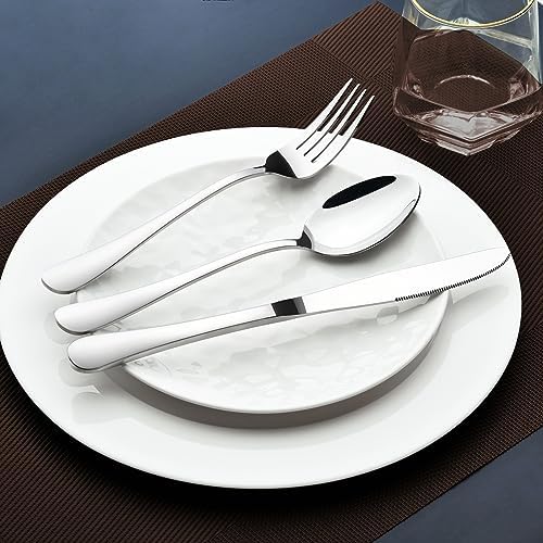 Silverware Set for 12,60 Piece Stainless Steel Flatware Utensil Cutlery Set | Heavy Duty Steak Knife Fork and Spoon, Dishwasher Safe, Gift Package for Wedding Housewarming|B0C8M4QP43