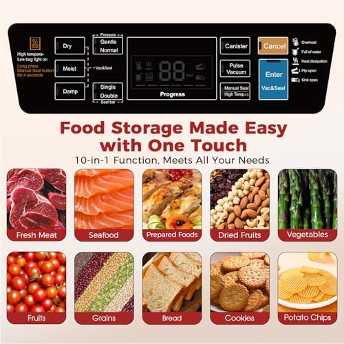 Vacuum Sealer Machine, 230W 95KPa Food Sealer Built-in Cutter & Bag Storage | Upgraded 10-in-1, Double Heat Seal for Dry & Moist Food, Easy-Lock Handle, Vacuum Hose, Includes 1 Roll + 10 Pre-cut Bags|B0H1CR8WDQ