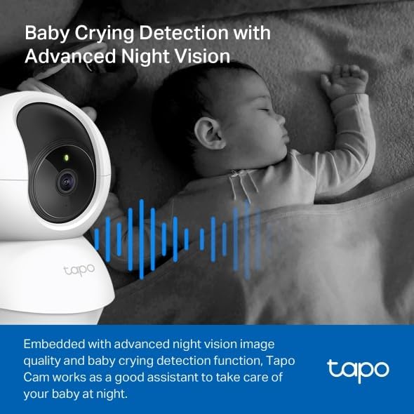 Tapo 2K Pan/Tilt Security Camera for Baby Monitor, Dog Camera w/Motion Detection, 2-Way Audio Siren, Night Vision, Cloud&SD Card Storage, Works w/Alexa & Google Assistant, 2-Pack (Tapo C210P2)|B09Y8C185M