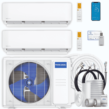 MRCOOL DIY 5th Gen 2-Zone 24,000 BTU Ductless Mini Split Air Conditioner & Heat Pump with Pre-Charged Line Sets (6K+18K), DIYM227HP