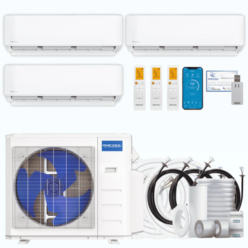 MRCOOL DIY 5th Gen 3-Zone 27,000 BTU Ductless Mini Split Air Conditioner & Heat Pump with Pre-Charged Line Sets (9K+9K+9K), DIYM327HP