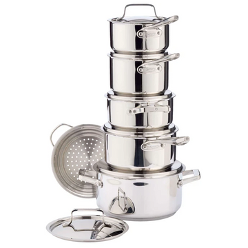 Serray  Signature 12-Piece Stainless Steel Cookware Set – Aluminum Core, Induction Compatible