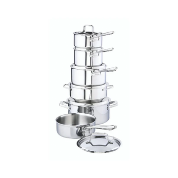 Serray Professional 12-Piece 3-Ply Stainless Steel Cookware Set – Fully Clad, Induction Compatible