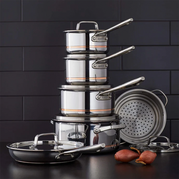 Serray Professional 12-Piece 5-Ply Copper Core Stainless Steel Cookware Set