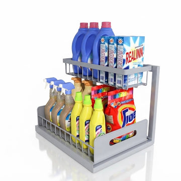 L-Shaped 2-Tier Pull-Out Under Sink Organizer (2 Pack) - White