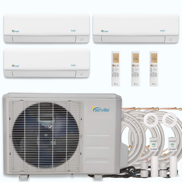 Senville AURA 30,000 BTU 3 Zone Ductless Mini Split - 230V - 23 SEER2 - Energy Star, SENA-30HF-T9912